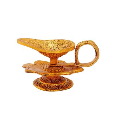 Paradise Chirag Diya em Metal Dourado Antigo