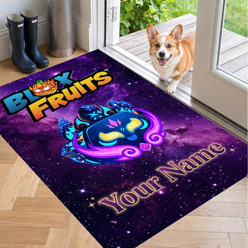Custom Name Blox Fruits Crystal Velvet Floor Rug Personalized Text Soft Carpet Home Decor