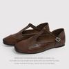 Xiaoxiang Round Head Color Matching Light Mouth OneWord Buckle With Flat Bottom Mary Jane Shoes Fashionable Single Shoes