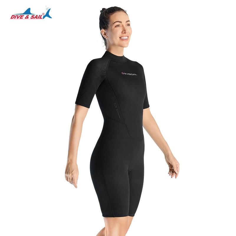Muta in Neoprene da Donna 3mm Manica Corta Full Body Tuta da Sub Immersione Snorkeling Surf Nuoto in Acqua Fredda
