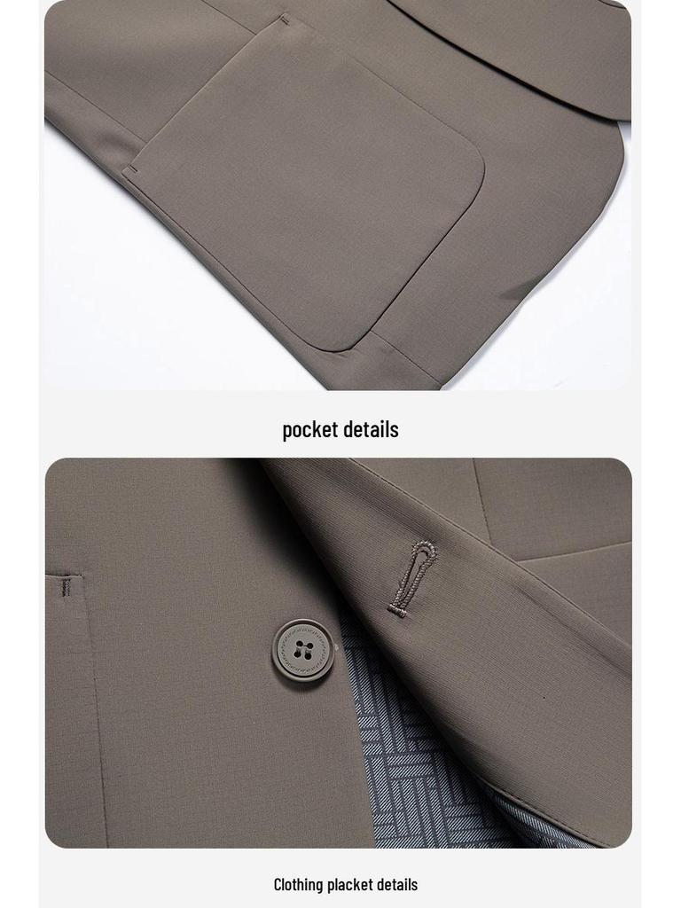 Men's Spring 2026 Korean Style Solid Color Single-Breasted Casual Suit Jacket