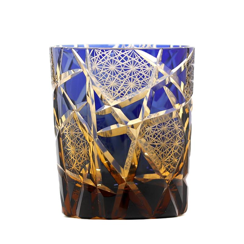 Edo Kiriko Drinking Glass Old Fashioned Crystal Whisky Cup For Scotch Bourbon Hand Cut Design Cocktail Glass With Gift Box 1PC