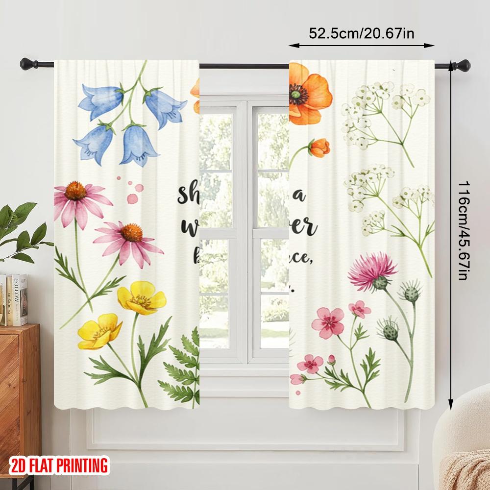 2 Stück 2D Flachdruck Vorhang Sie ist wie eine Wildblume schön wild und frei Polyester Ohne Strom Alle Jahreszeiten Party