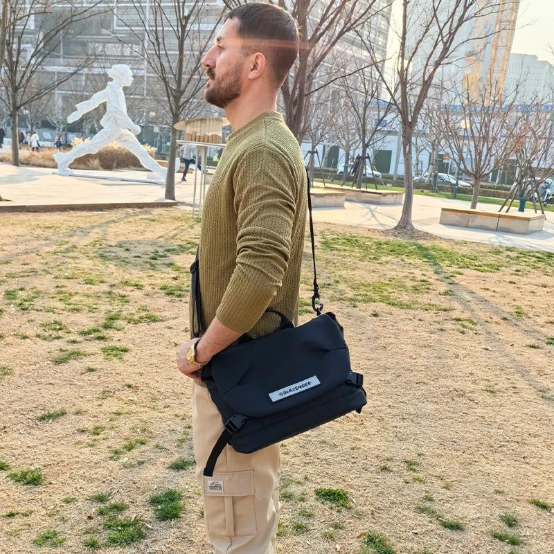 New Slazenger PVC Soft Leather Crossbody Bags Men's Black SLA1798