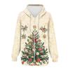 Damenmode Casual Weihnachtsdruck Sweatshirt Herbst Winter Langarm Cardigan Jacke Mit Tasche Reißverschluss Hoodie Jacke