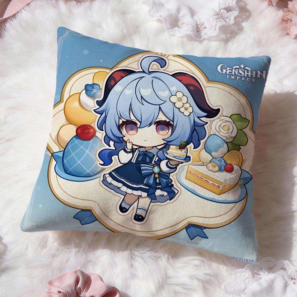 Ganyu Genshin Impact Cushion Cover Premium Comfort Reversible Pillow Cove -Two in One Design for Any Room & Car Interior