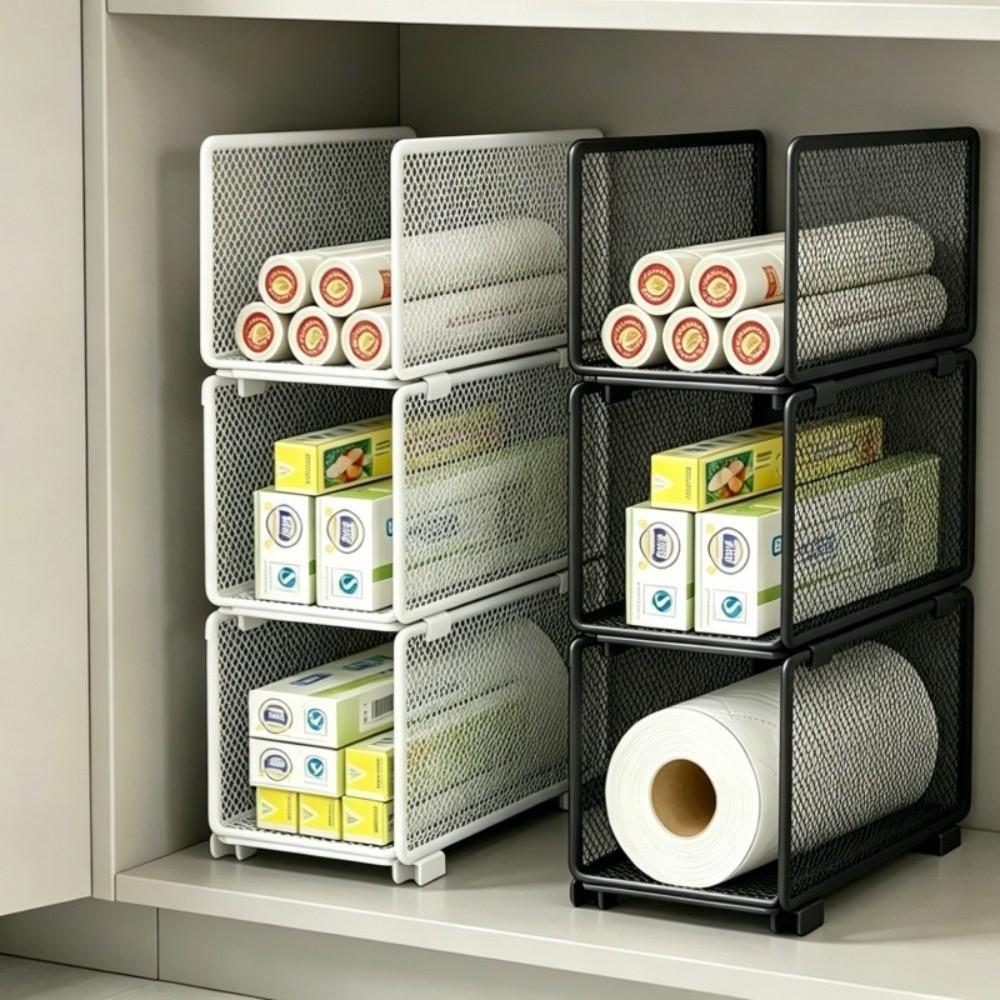 1pcs Vertical Storage Kitchen Storage Rack Mesh Shelving Unit Rack  For Household Use