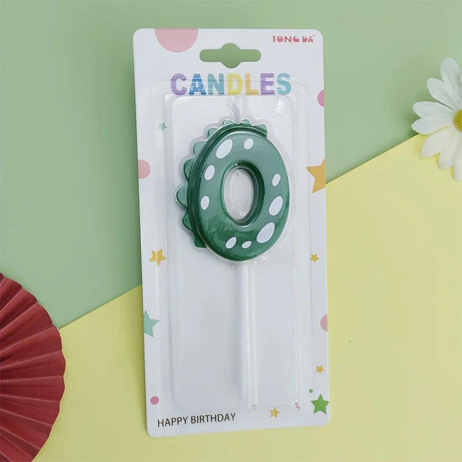 Green Dinosaur Number 0123456789 Happy Birthday Cake Candle Children Prince Party Cartoon Dinosaur Cute Candle Decoration Boy