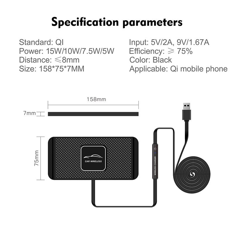 30W Car Wireless Charger Mat Silicone Non-Slip Pad for iPhone 14 13 12 Pro Max Samsung Car Wireless Phone Charger Fast Charging