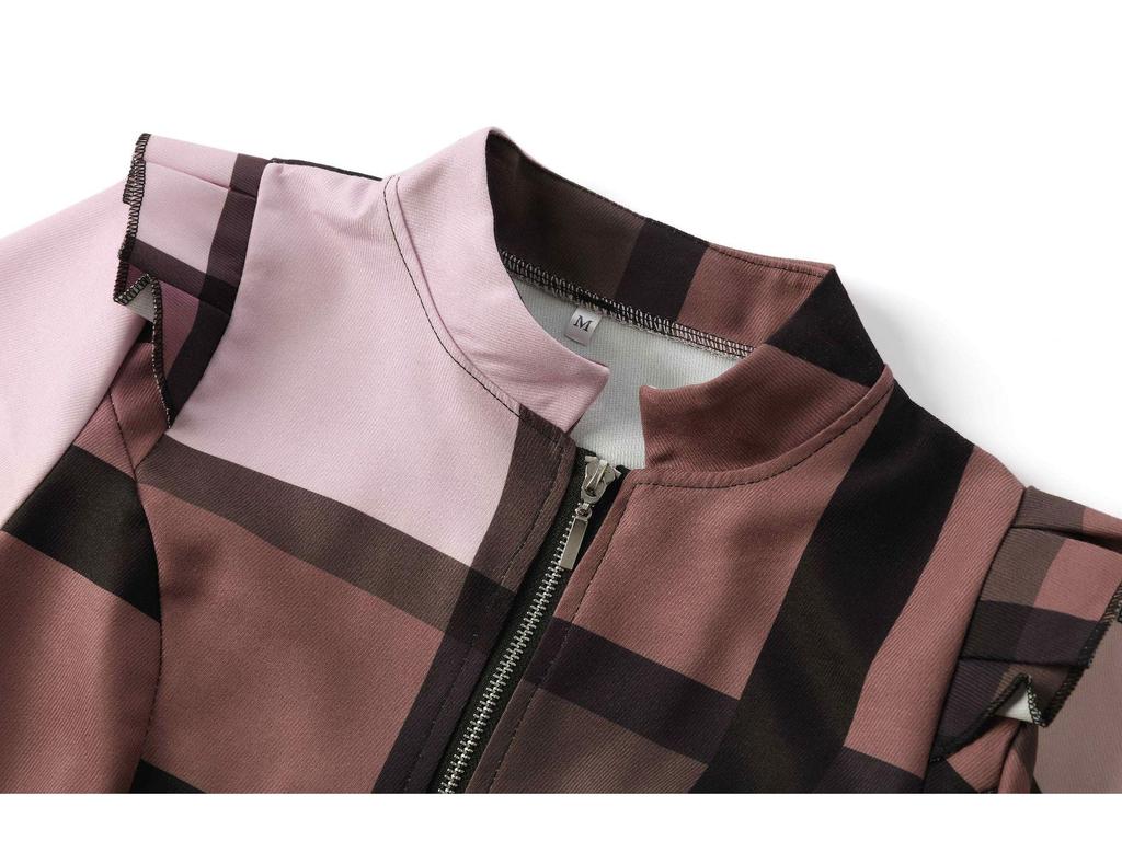 Autumn/Winter 2022 Slim Fit Plaid Print Zipper Jacket