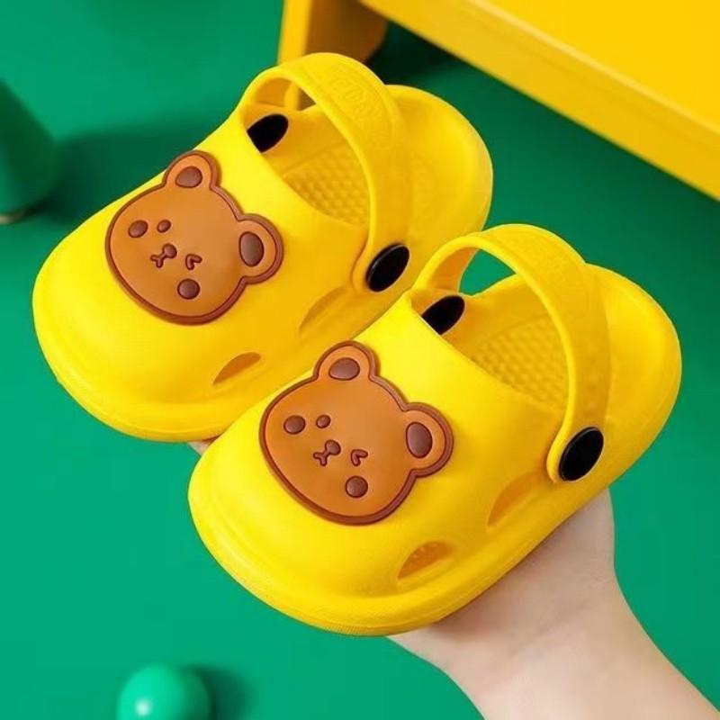Infant Cartoon Bear Garden Clogs Slipper Non-slip Slip-on Water Shoes Breathable Sandals Outdoor For Baby Girls