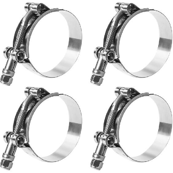 T Bolt Hose Clamp 2 1/2 Inch, MinerGuy Stainless Steel, Working Range 70Mm-78Mm For 2.5" Hose ID, Turbo Intake Intercooler Clamp, 4 Pack