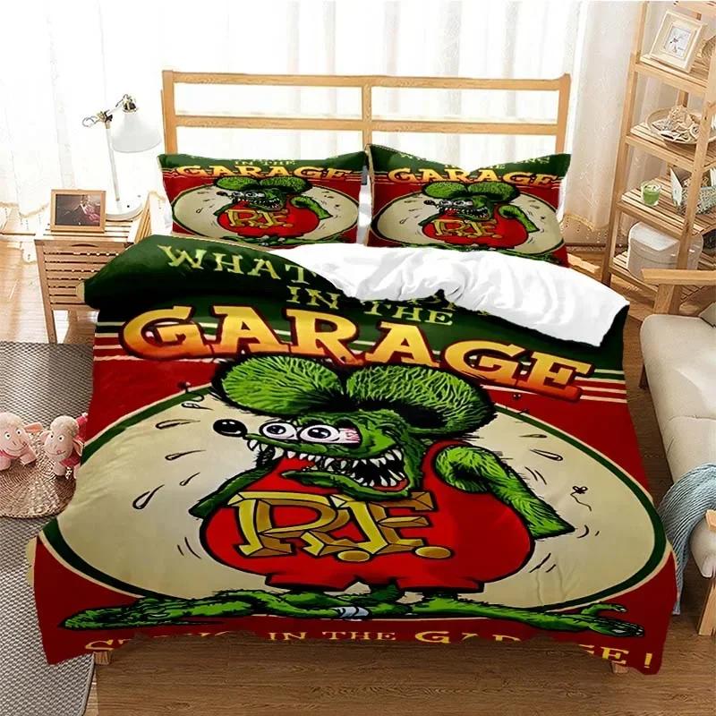 Cartoon Rat Fink Comfortable Duvet Quilt Cover Pillowcase Bedding Set Children Bedroom Decoration Home Textile