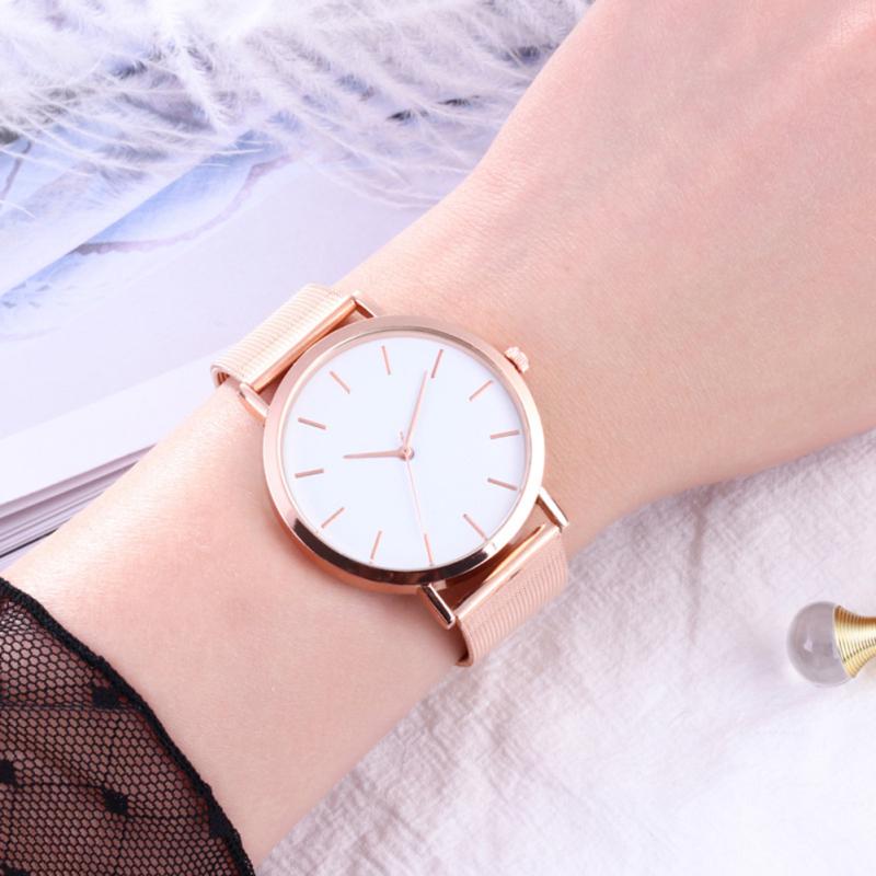 Reloj analógico de cuarzo Simple de marca de lujo para hombres y mujeres informales relojes de pulsera con banda de acero inoxidable