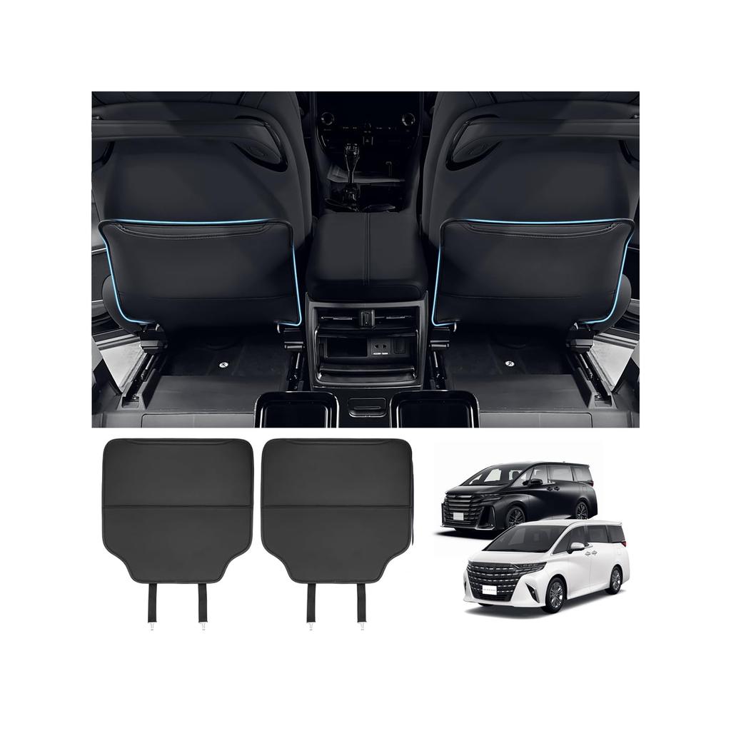 WEIPIN 2025 Toyota New Alphard Vellfire Kick Guard Rear Seat Covers with Storage Stain and Scratch Small Item Alphard 40 Set of 2 Black (40 Series)