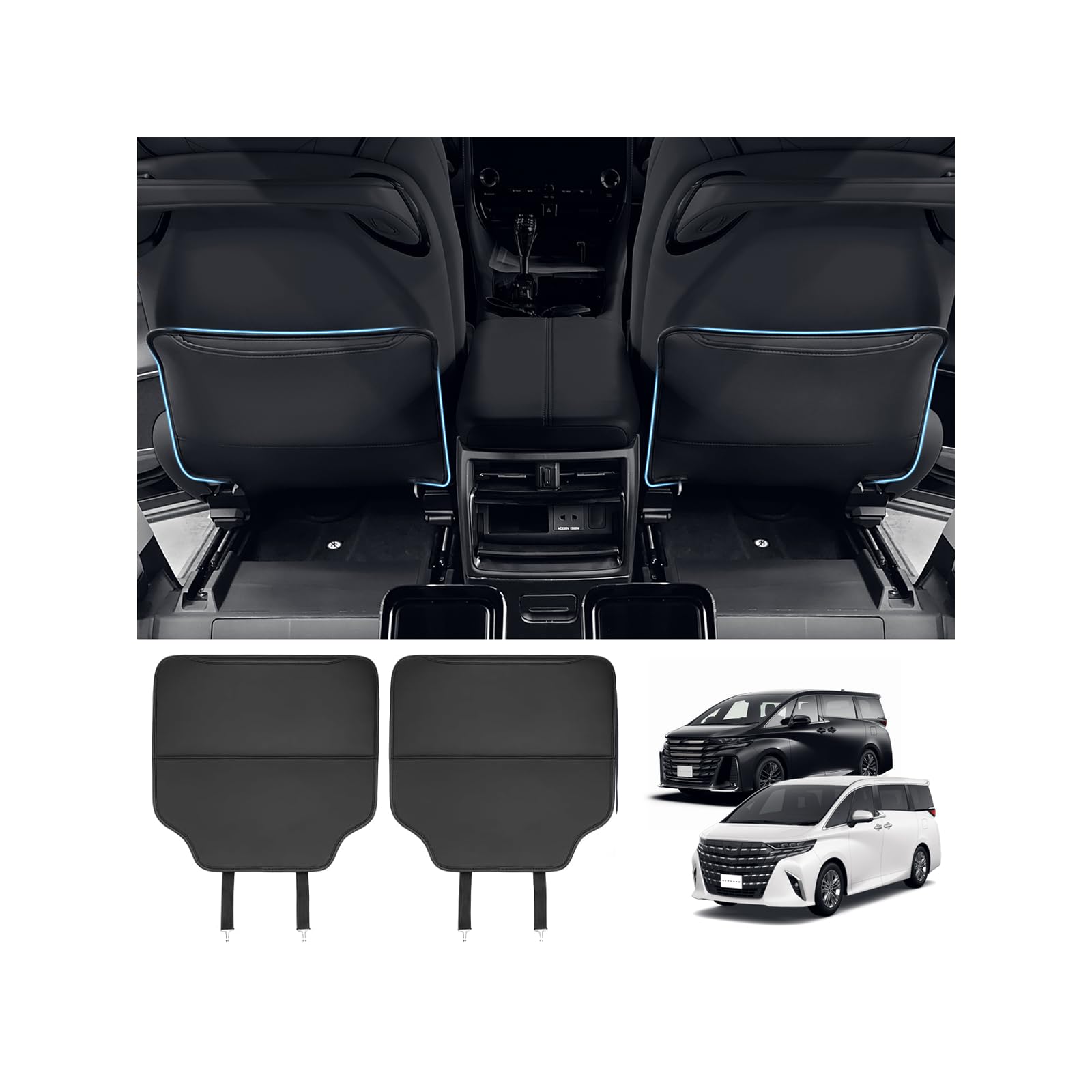 

WEIPIN 2025 Toyota New Alphard Vellfire Защита от пинков Чехлы на задние сиденья с хранением Пятна и царапины Мелкие предметы Alphard 40 Комплект из 2 штук Черный (40-я серия) чёрный