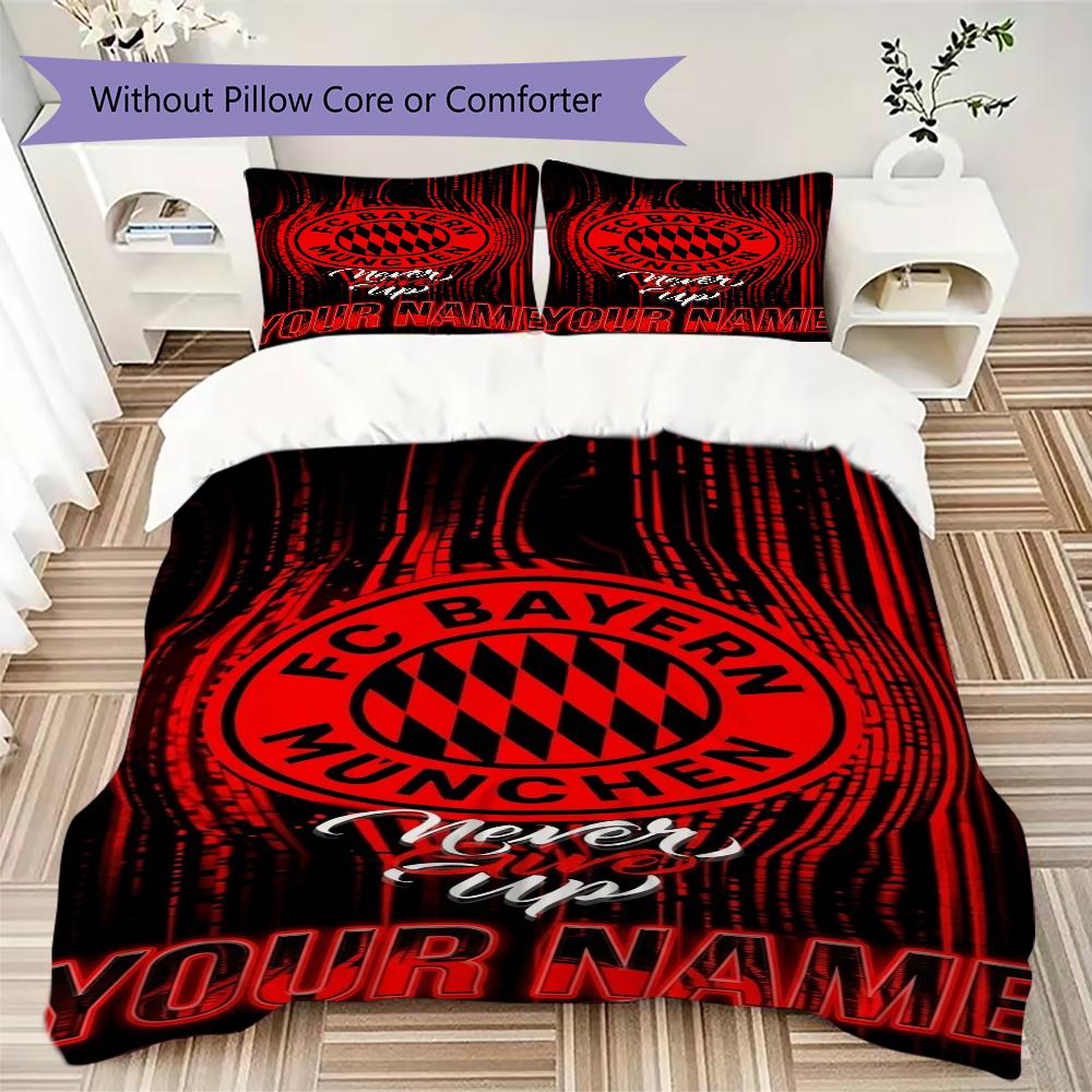 Custom Name Bayern Munich Pattern Bedding uilt Set uilt Cover Pillowcase Home Decoration Birthday Gift (1*duvet cover+2*pillowcase without core)