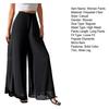 Women Pants Elastic High Waist Wide Leg Loose Fit Casual Trousers Summer Chiffon Long