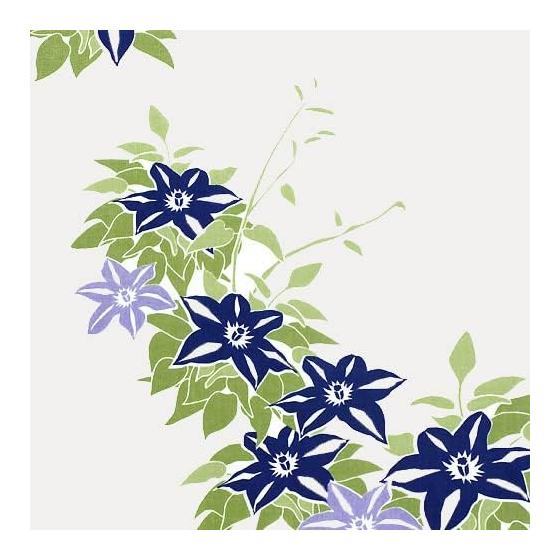 Sen no Anbo Tenugui "Tessen" (Clematis) - Hand-dyed 100% Cotton, Tokuoka Fabric, Made in Japan, 35cm x 100cm - Perfect for Kendo Men Towels, Wall