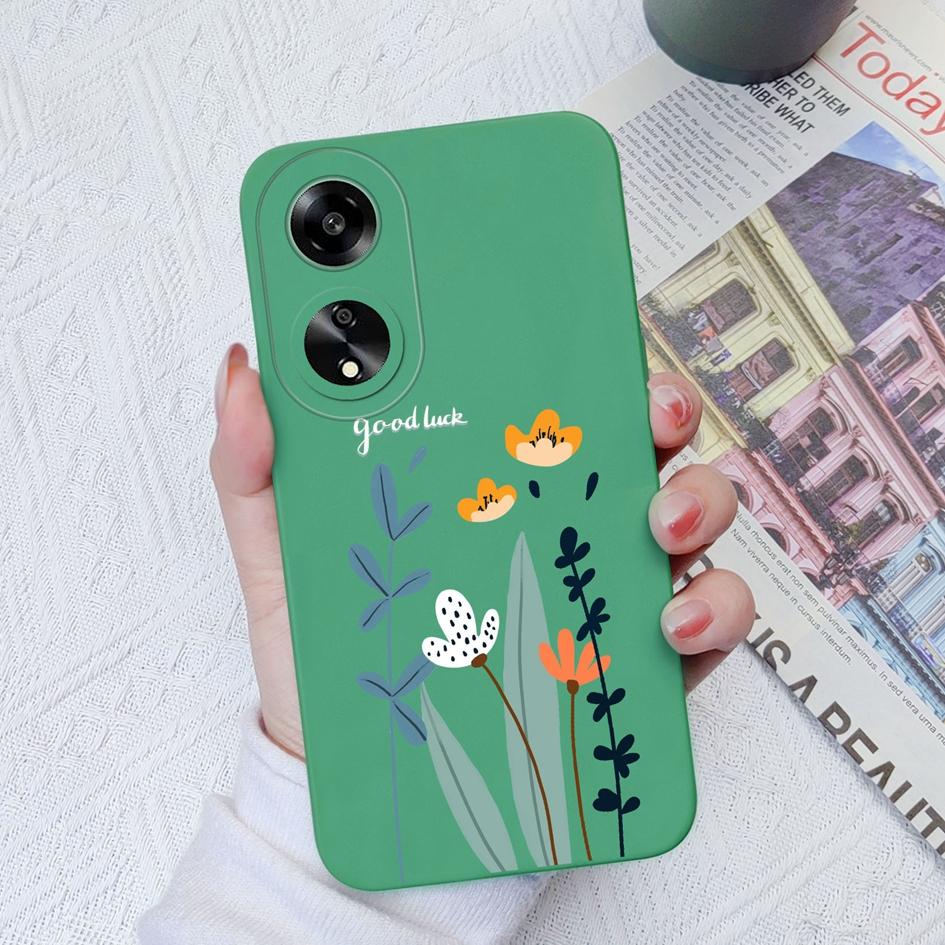 Modische Anmutige Blumen Handyhüllen Für Oppo A7 A35 A11 A1K A15 A55 A1 A52 Quadratisch Weich Flüssigsilikon Vollständige Abdeckung Stoßfestes Gehäuse Für Oppo Capa