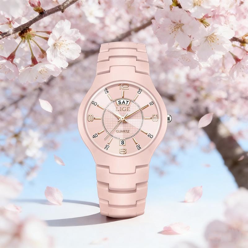 LIGE Elegant Women Watches Fashion Ceramics Small Dial Ladies Quartz Watch Date Week Display Luxury Woman Wristwatch Reloj Mujer