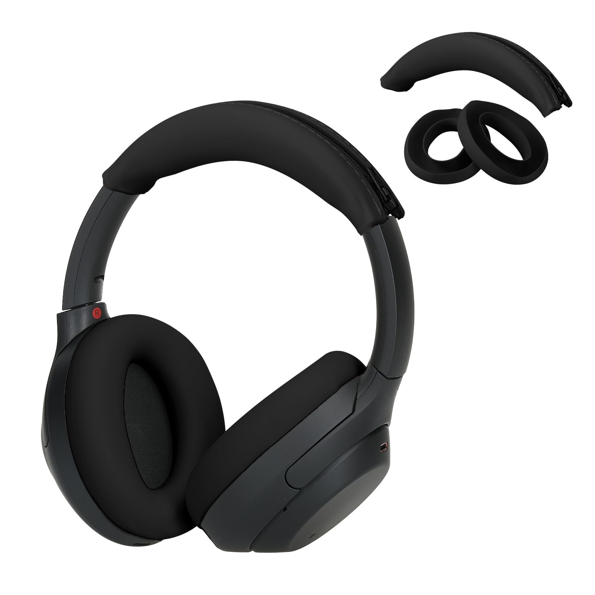 

kwmobile 3x Sony WH-1000XM4 / WH-1000XM3 Cover - Headband Ear Pads Dustproof Soft Silicone - Black