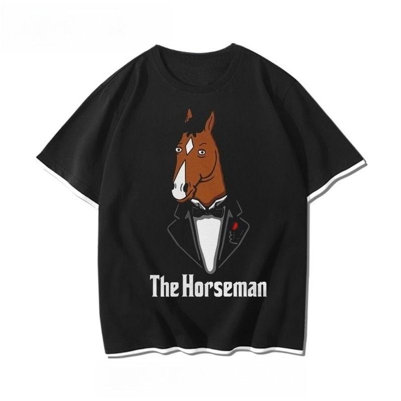 

BoJack Horseman Short Sleeved T-shirt for Men and Women Anime, Fake Two Piece Half Cut Sleeve Loose Casual Breathable Tops 4XL