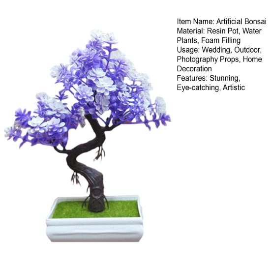Artificial Bonsai Tree Indoor Small Fake Plants with Resin Pot for Home Office Desk Shelf Bathroom Bedroom Living Room Decoration