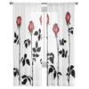 Watercolor Sheer Curtains For Living Room Red Rose Flower Branches Bedroom Tulle Curtains Kitchen Window Treatments Panel Drapes