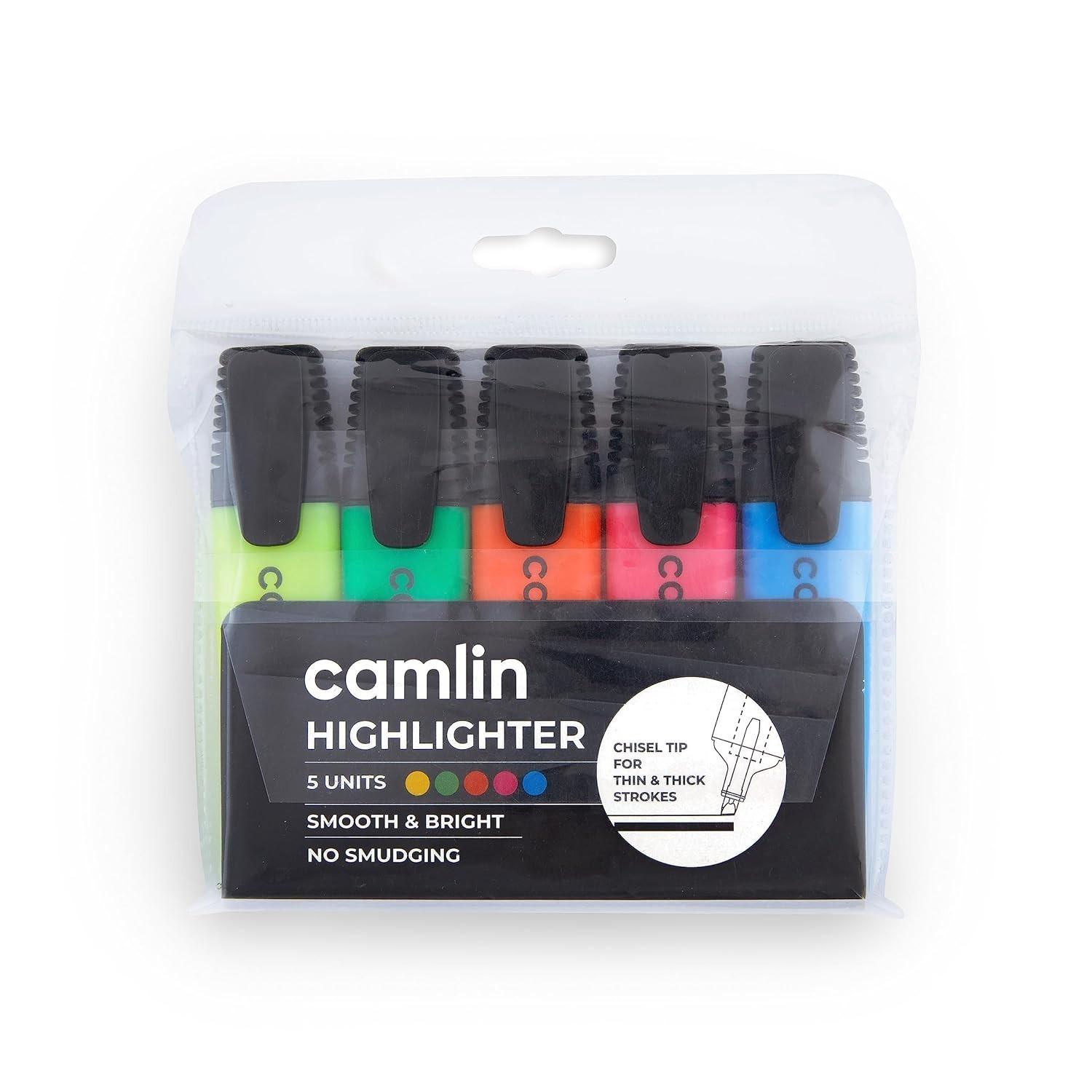 

@ Camlin Highlighter Pen 5 Shades Multicolor 114Gm