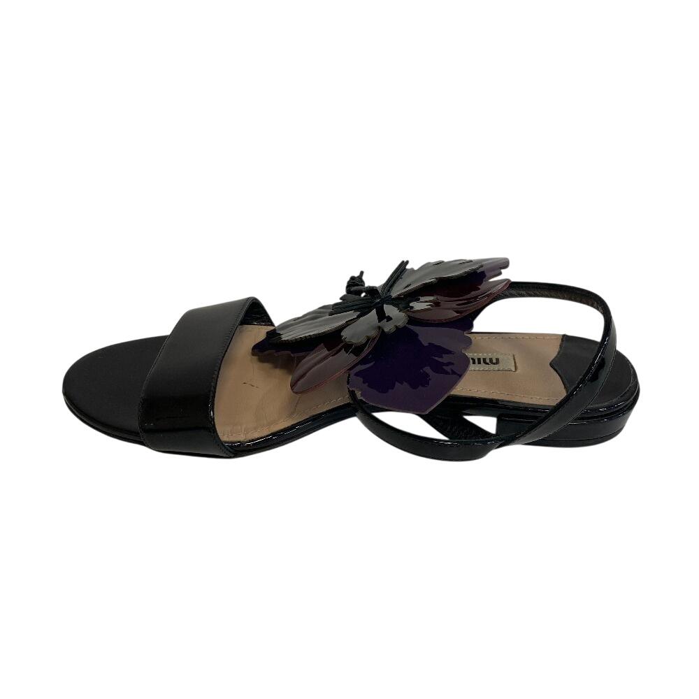 MIUMIU hibiscus enamel Sandals black enamel Women Used