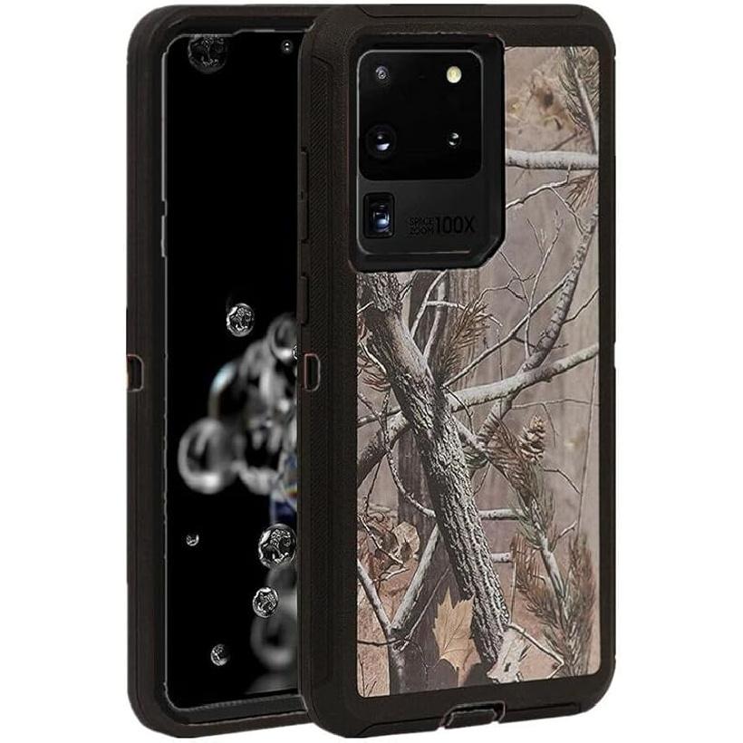 Galaxy S23 Plus Defender Case, Camo Designed Protective Defender Shockproof Hybrid Case Dual Layer Design Hard Cover Designed for Samsung Galaxy S23 Camo Black Tree