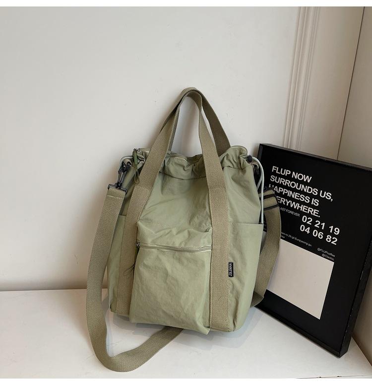 Schoolbag Multifunctional Simple Large Capacity Handbag Casual Niche Drawstring Design Backpack Versatile Travel Storage Bag