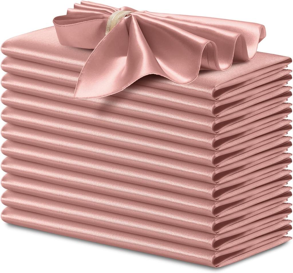 12 Pcs Satin Napkins 30x30cm, Square Smooth Dinner Napkins Silky Satin Cloth Napkins for Wedding Banquet Party Christmas Decor