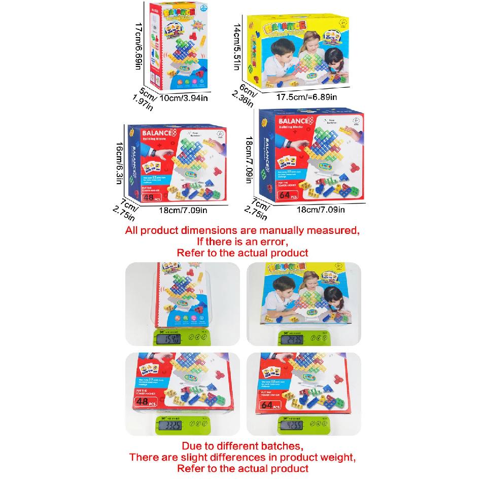 48PCS Tetra Tower Building Blocks Balance Stacking Games Toys for Kids Adults Friends Classroom Family Board Game and Fun Party