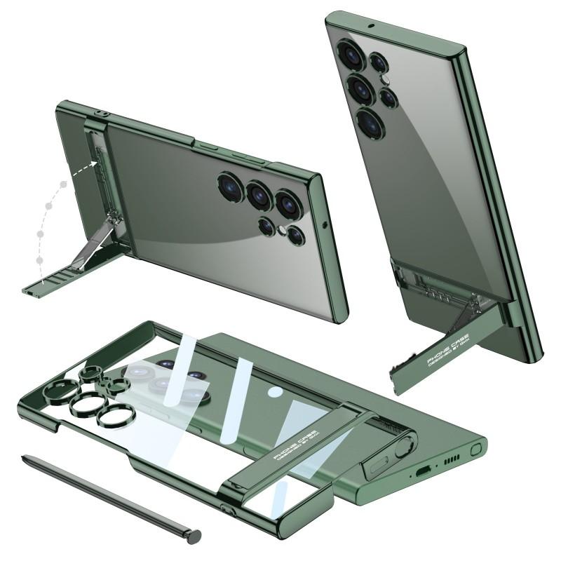 Transparent Electroplated Phantom Case Galaxy S24 Ultra With Precision Cutouts Kickstand Support