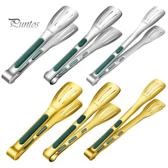 Meat Tong Non-Slip Silicone Handle Food Tongs Hollowed Draining Serving Barbecue BBQ Clip Grill Bread Clamp Stainless Steel Kitchen Accessories