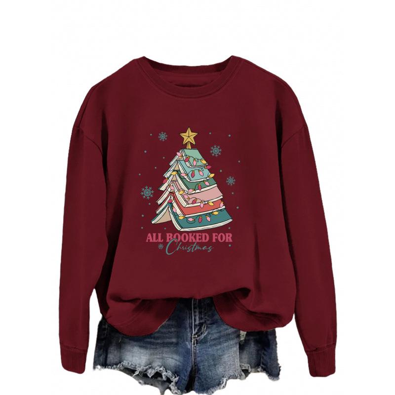 Christmas Letter Fun Print Casual Round Neck Hoodie