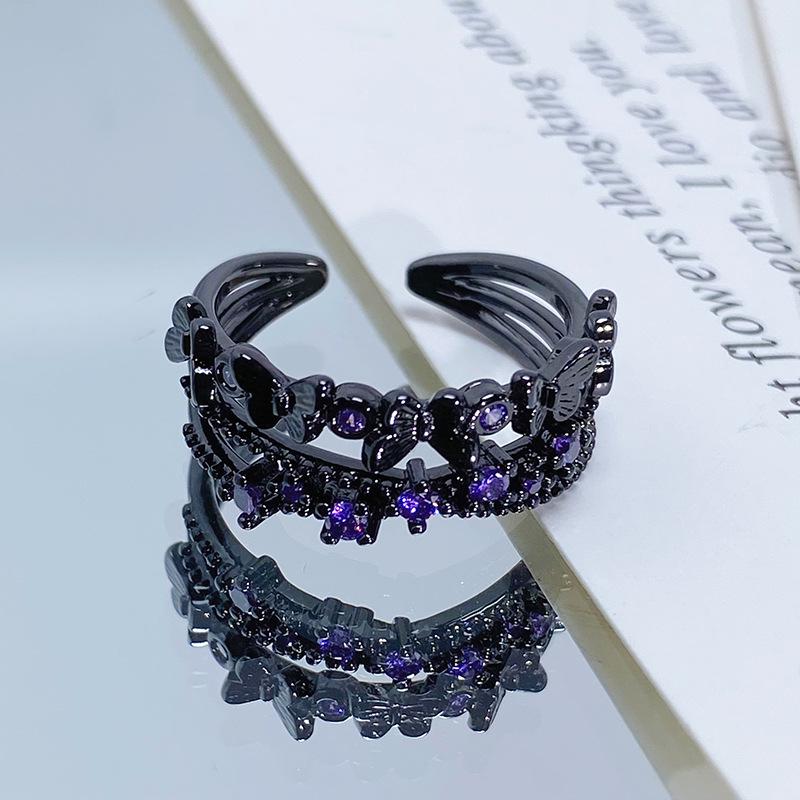 Vintage Halloween Spider Crow Open Ring - Trendy Punk Stacking Finger Ring for Women