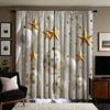 2pcs Set HD Christmas Ambiance Star Drop Ball Decorative Curtain White Tie Digital Printed Curtain Home Decoration Style Deco