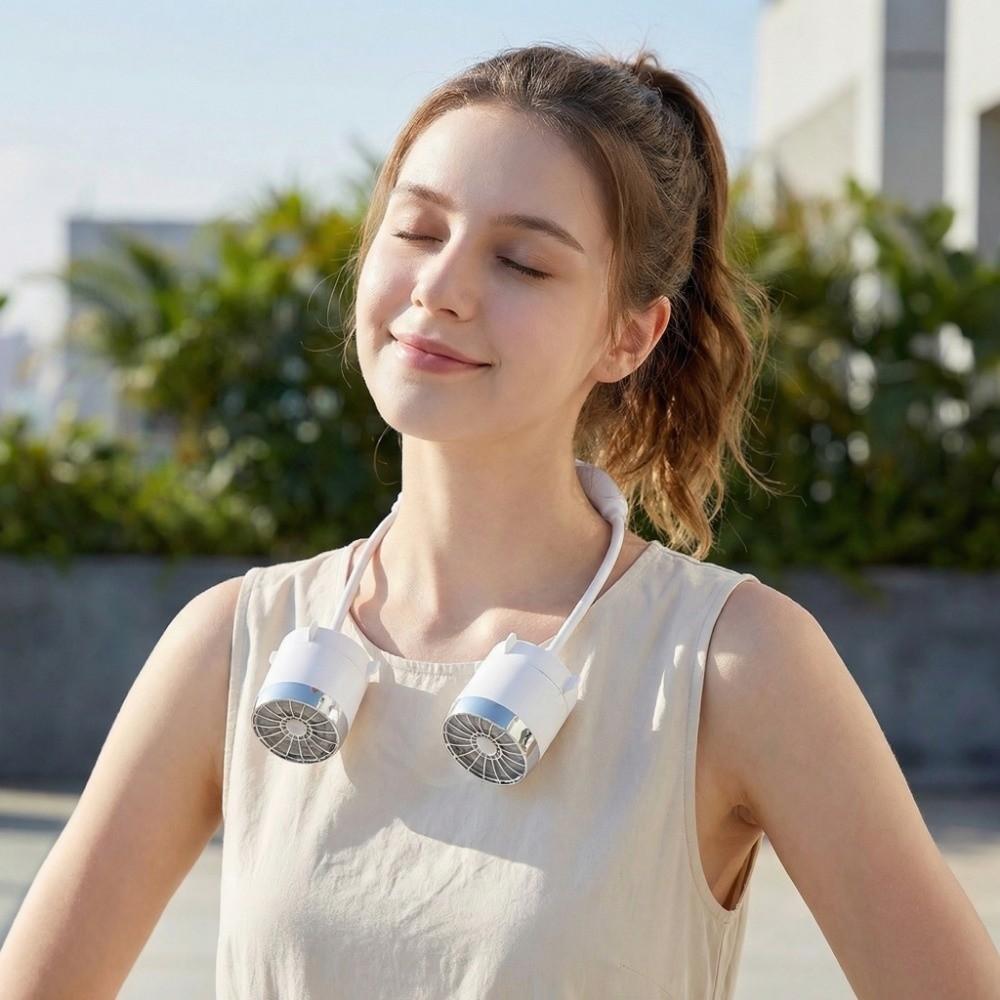 USB Rechargeable Neck Electric Fan Low Noise Around Neck Cooler Hanging Neck  Fan  Personal Cooling