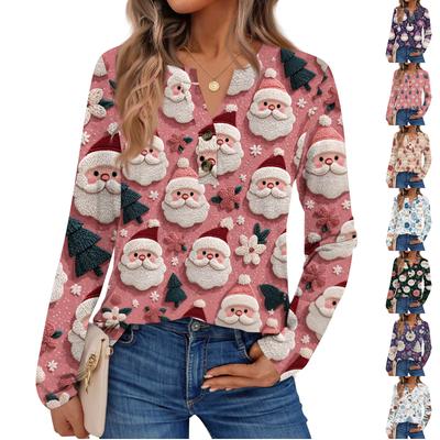 Damen Bedruckte Langarmshirts Elegante Freizeit-Tops Trendige Hemden Tops