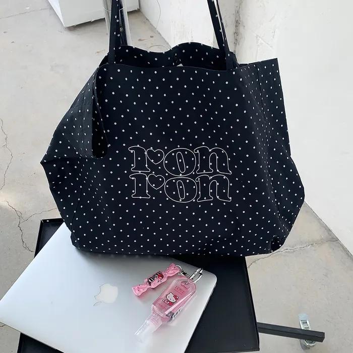 PATTERN LOGO SHOPPER NAVY DOT