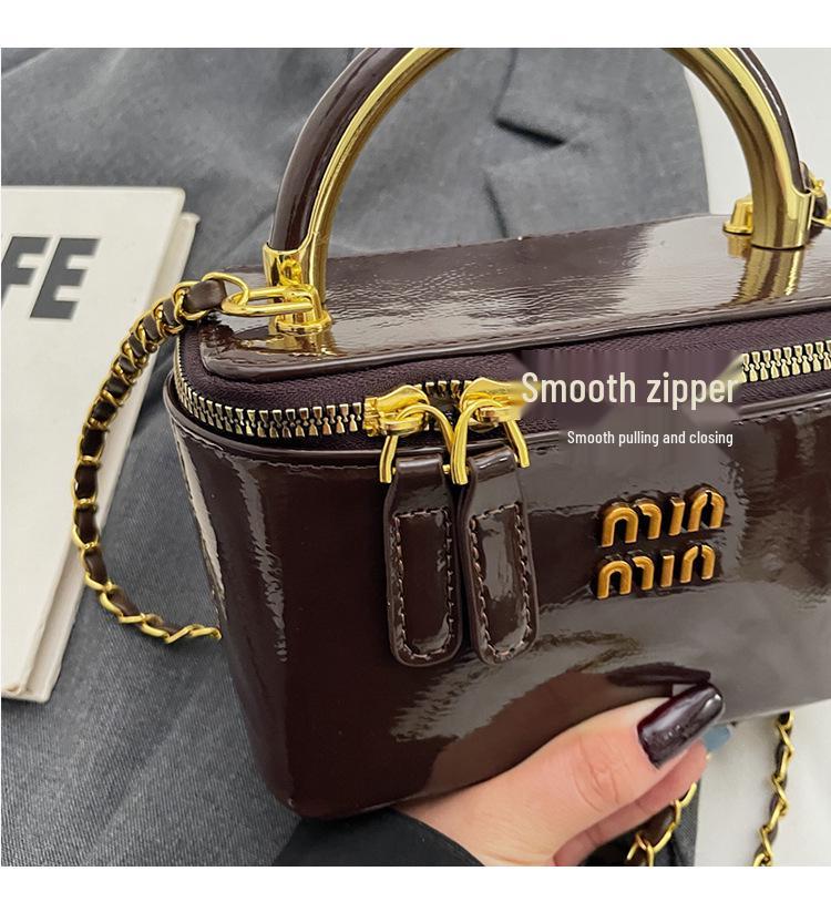 Vintažinė Miu maža kvadratinė grandinėlės rankinė - moteriška kasdienio stiliaus rankinė per petį ir crossbody