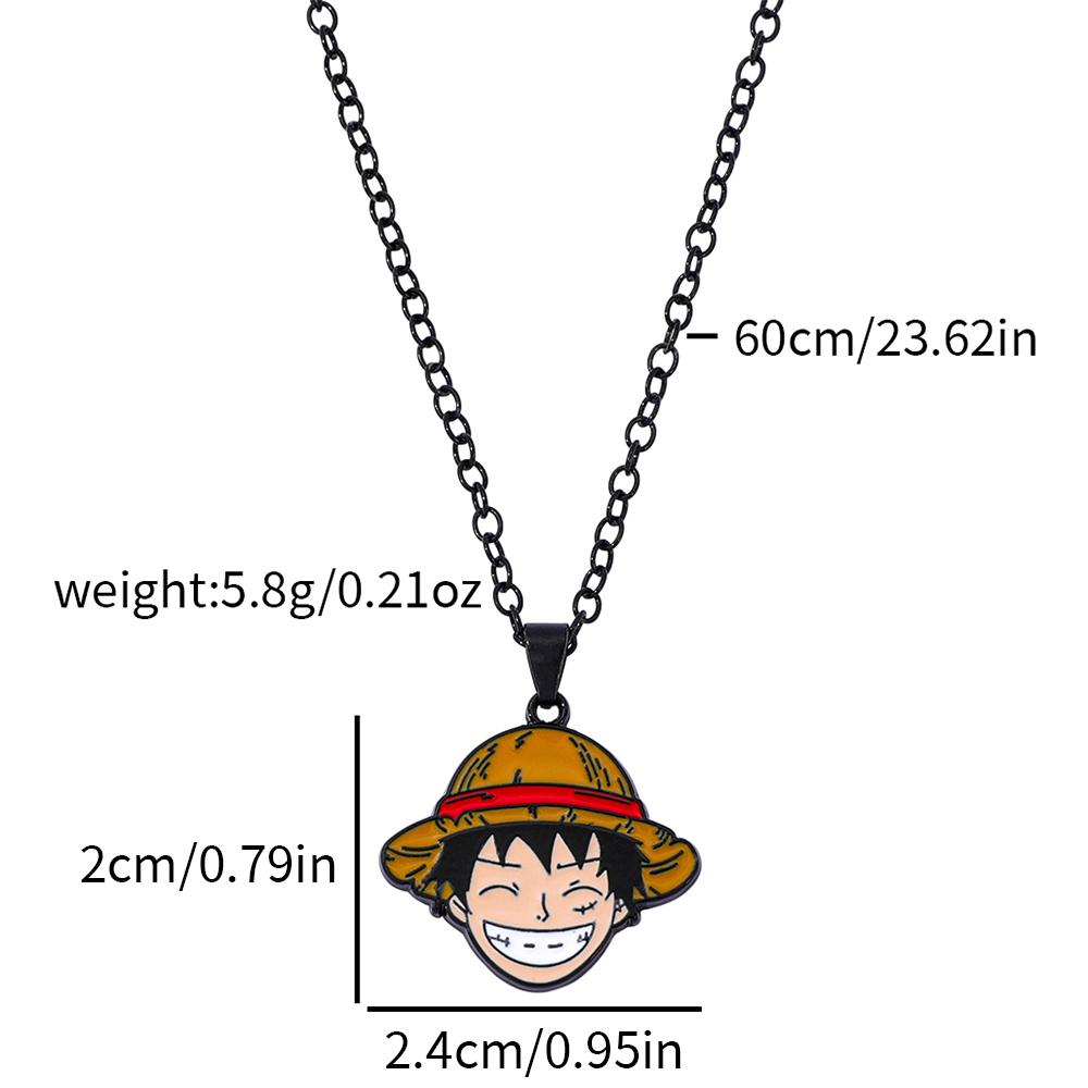 

ONE PIECE Anime Necklace - Metal Badge Pendant Collar Jewelry Featuring Cartoon Figures Monkey D. Luffy And Roronoa Zoro