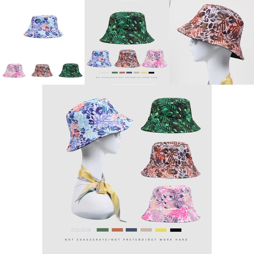 Xw2094-3 Green Plant Pattern Sun Protection Fishing Hat For Ladies