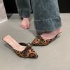 Fashion Butterfly-Knot Flock Women Heels Pumps Shoes Mules Slip on Footwear Shallow Ladies Medium Heels Shoes Female Slides