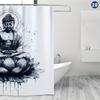 Tattoo Design Buddha on Lotus Shower Curtain, Durable Polyester, Easy Clean, Includes Hooks, Perfect for Bathroom & Window Decor