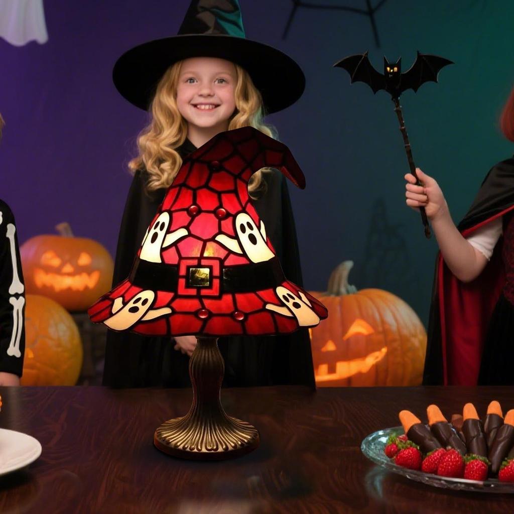 Witch Hat Desk Lamp Gothic Witch Hat Lights Decorative Halloween Lamp For Dorm Balcony Haunted House Bookshelf Basement Bedside