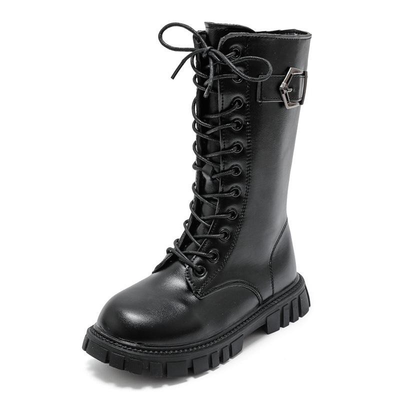 Höga barnstövlar höst och vinter Ny koreansk stil singelstövlar flickor långa stövlar